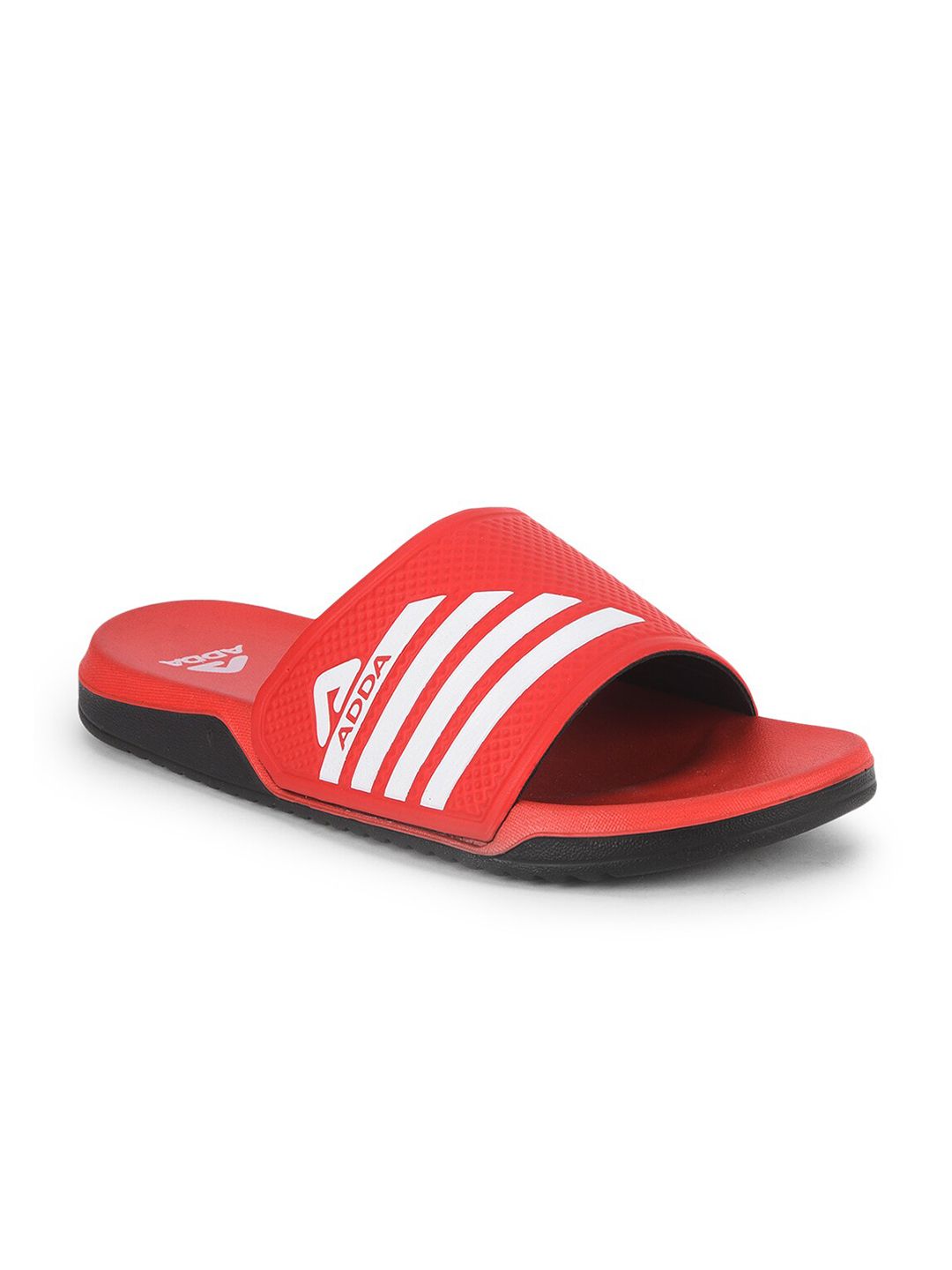 Adda Men Red & White Striped Rubber Sliders
