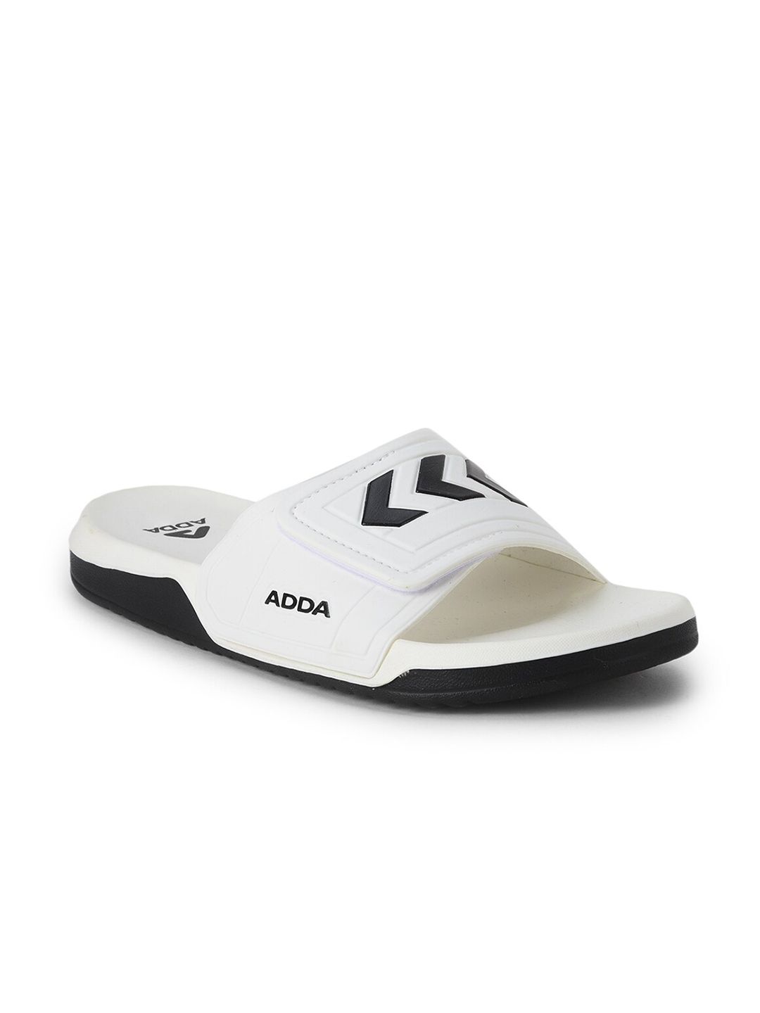 Adda Men White & Black Rubber Sliders