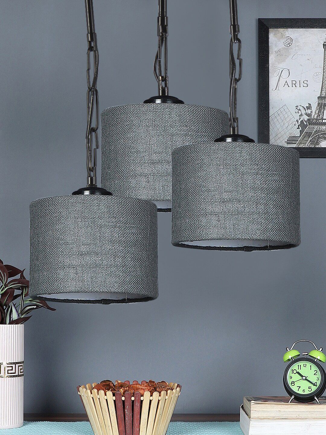 Devansh Grey Jute Cluster Ceiling Lamp Price in India