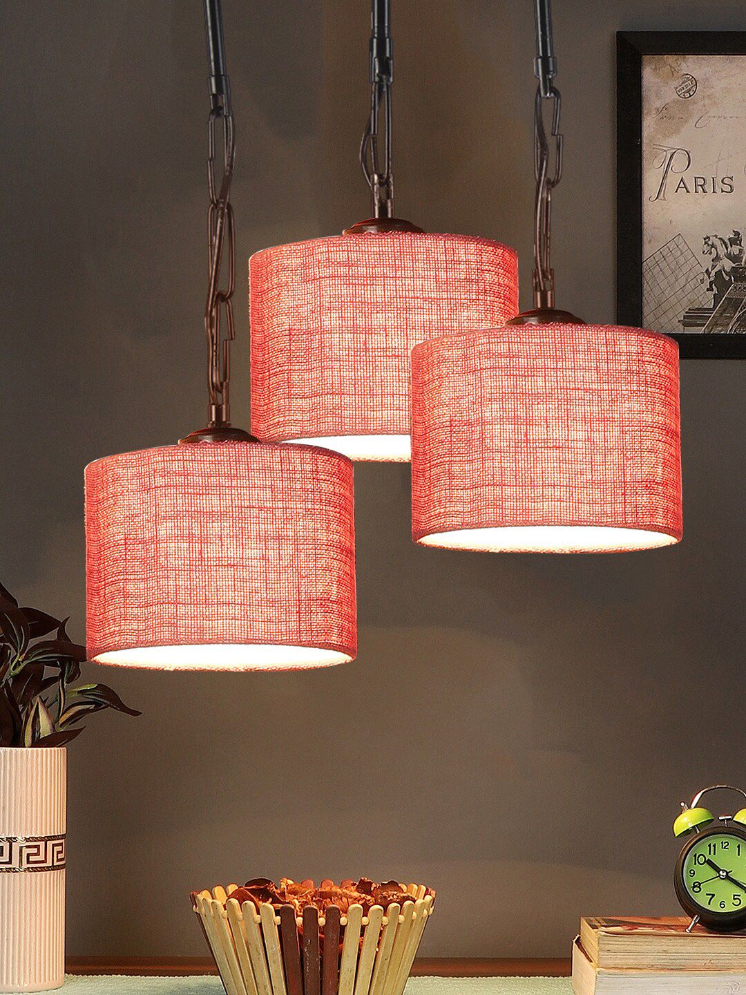 Devansh Pink Jute Cluster Ceiling Lamp Price in India