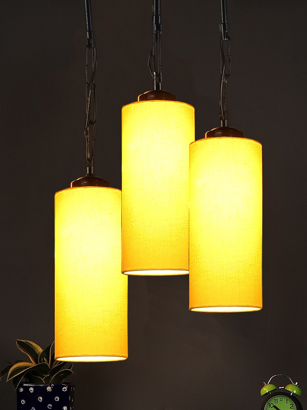 Devansh Yellow Cylindrical Cluster Hanging Lamp Price in India
