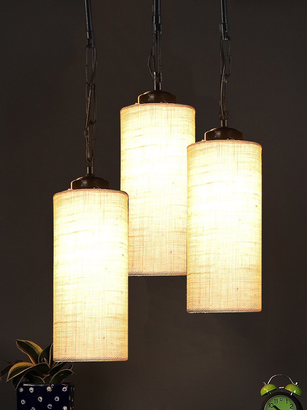 Devansh White Cylindrical Cluster Traditional Hanging Lamp Price in India