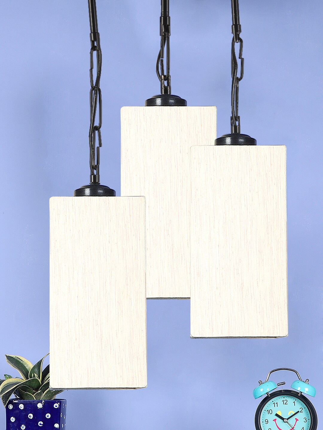 Devansh Off White Solid Cotton Contemporary Hanging Ceiling Lamp Price in India
