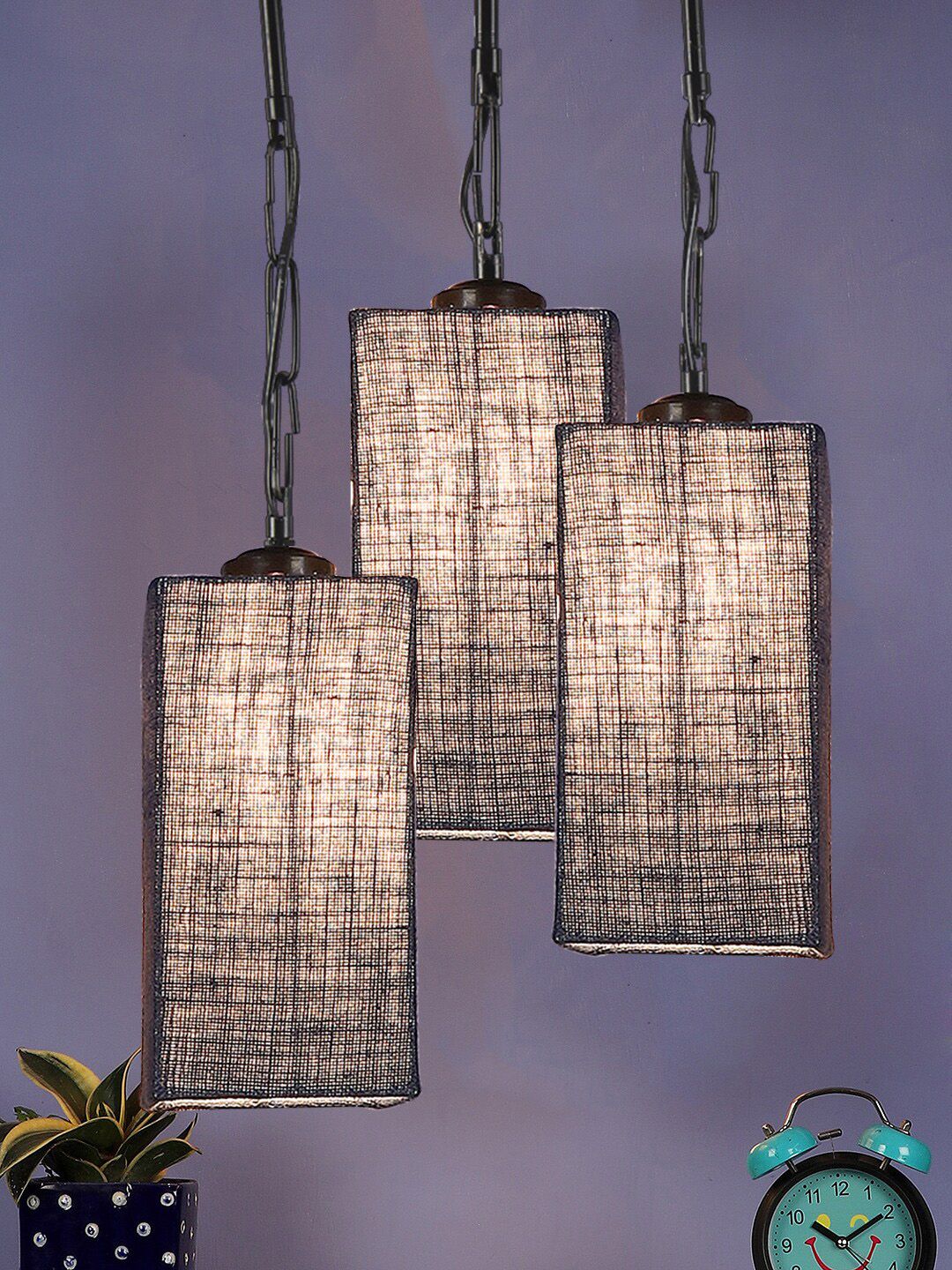 Devansh Blue Jute Square Hanging Lamp Price in India