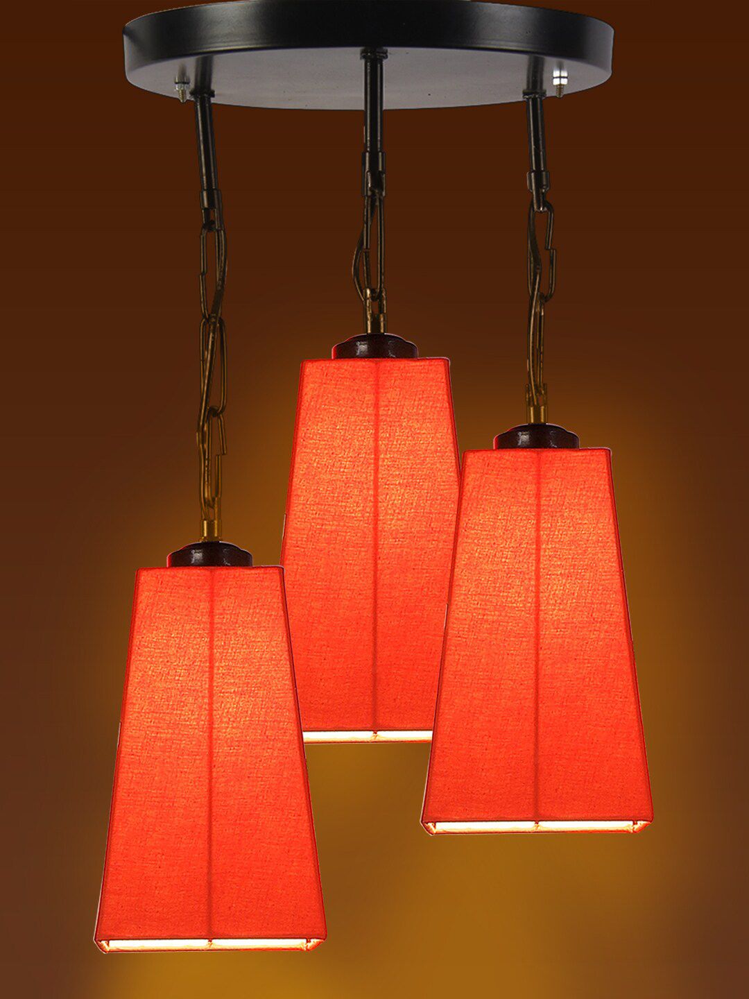 Devansh Orange Solid Bell Shaped Traditional Hanging Ceiling Lamp Price in India