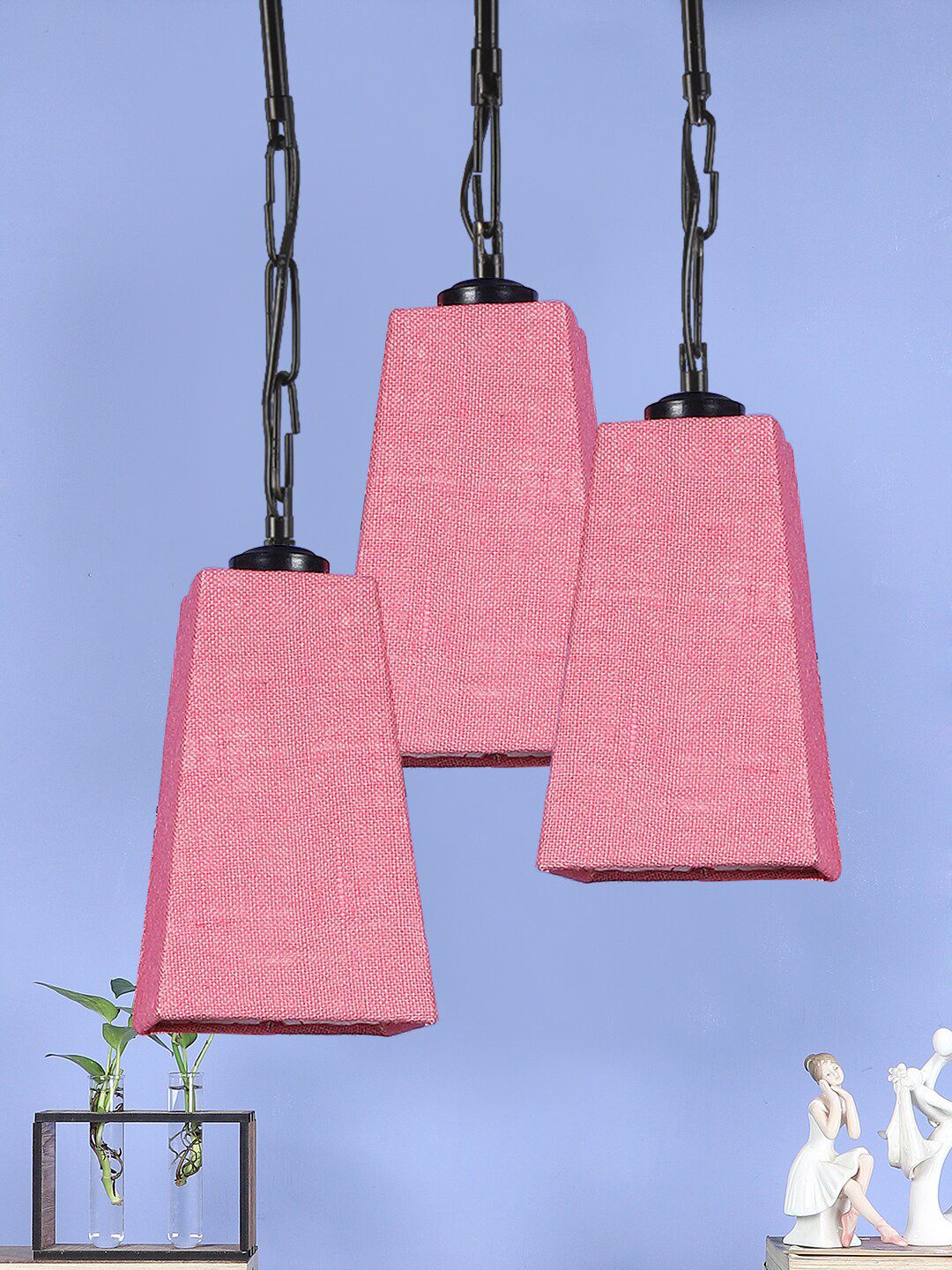 Devansh Pink Jute Cluster Ceiling Lamp Price in India