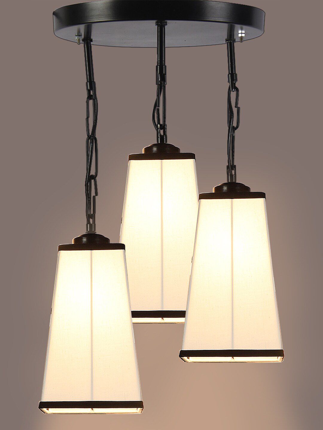 Devansh White & Black Pyramid Drum Cluster Ceiling Lamp Price in India