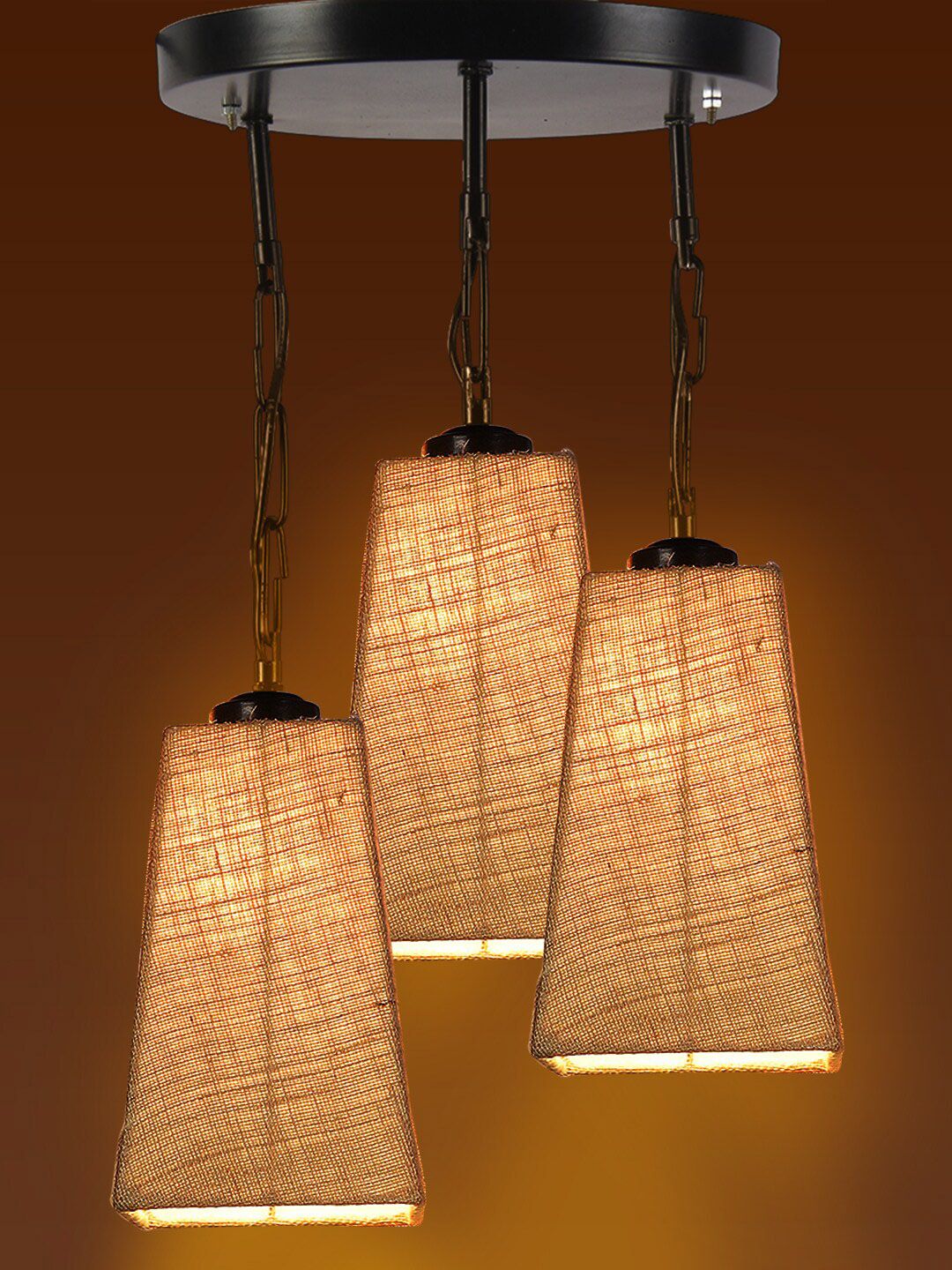 Devansh Beige Jute Pyramid Cluster Hanging Lamp Price in India