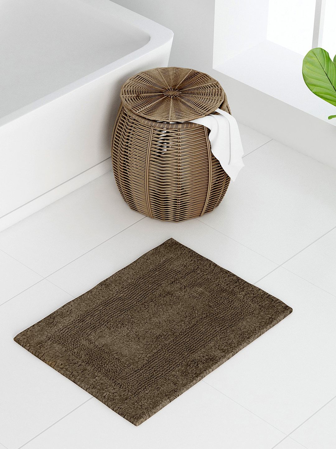 Raymond Home Brown Solid Cotton Bath Rugs Price in India