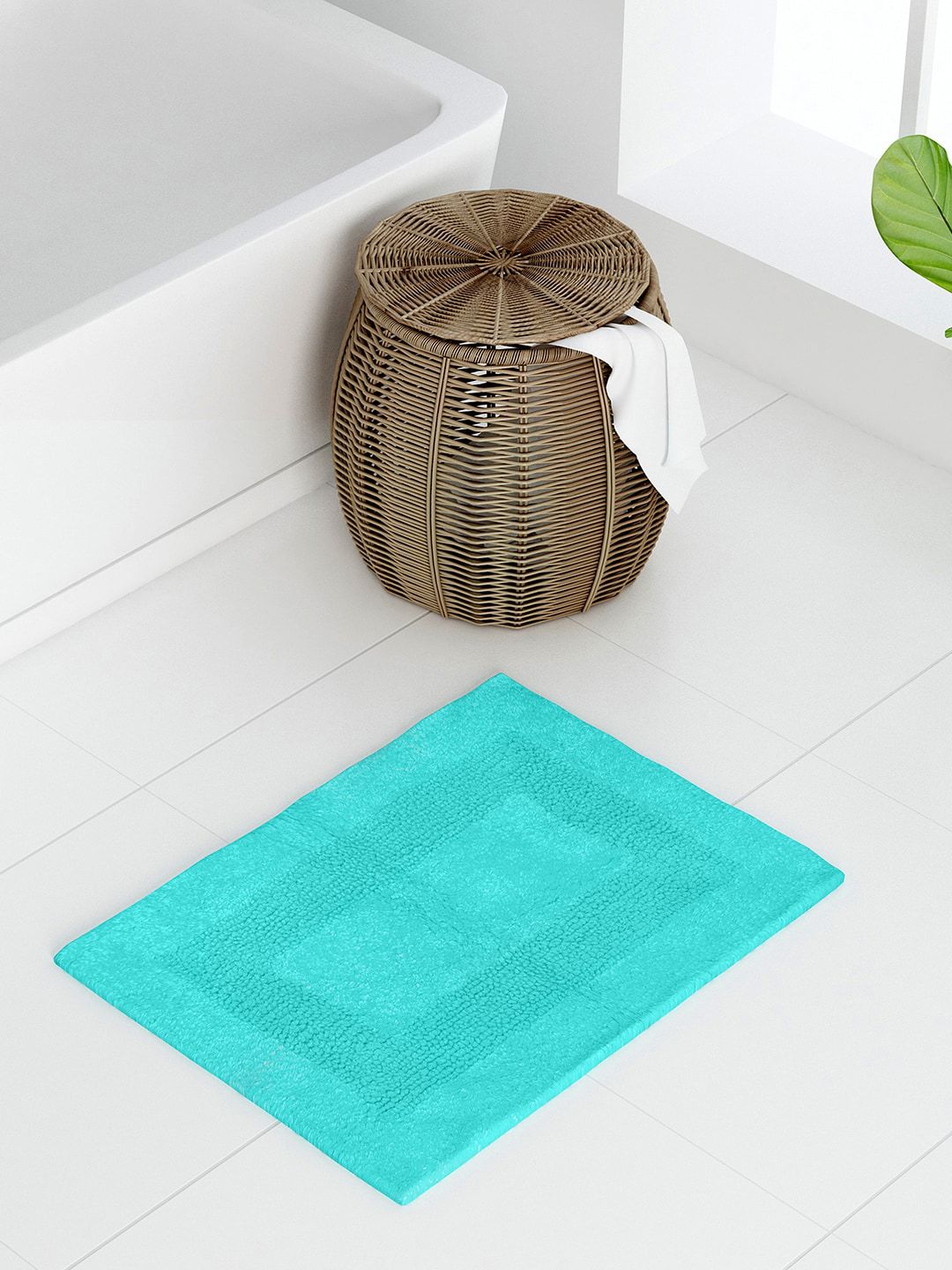 Raymond Home Unisex Green Solid Cotton Bath Mat Price in India