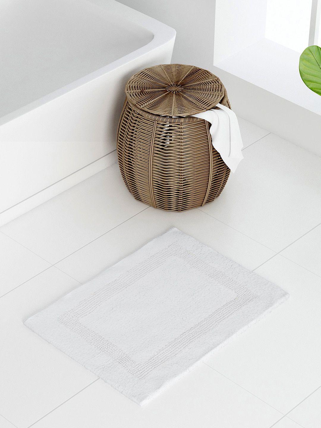 Raymond Home White Solid Cotton Bath Mat Price in India