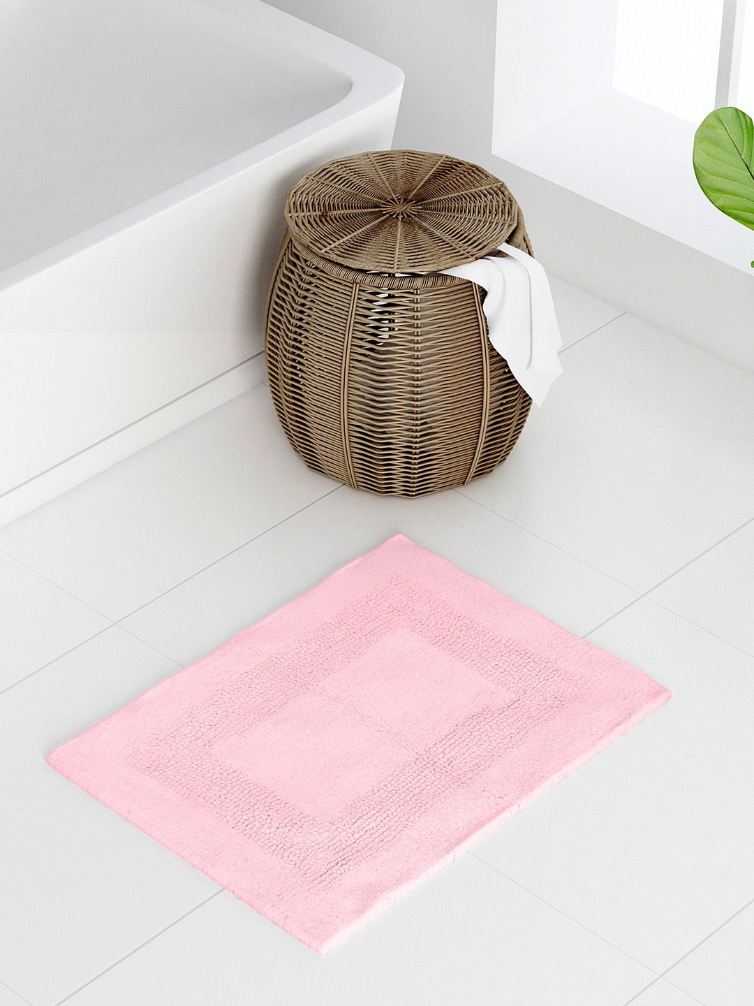 Raymond Home Pink Solid Cotton Bath Mat Price in India