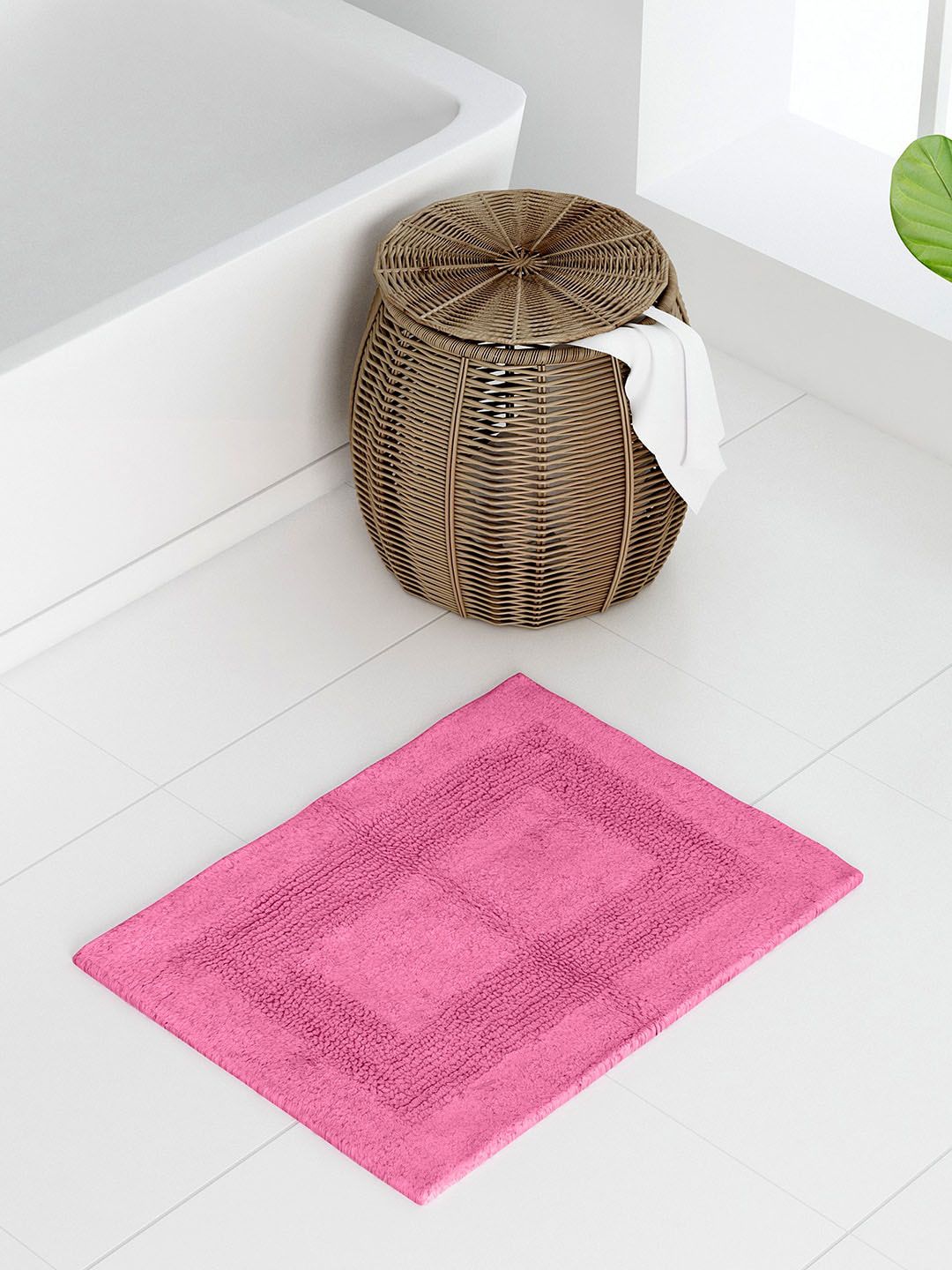 Raymond Home Pink Solid Cotton Bath Mat Price in India