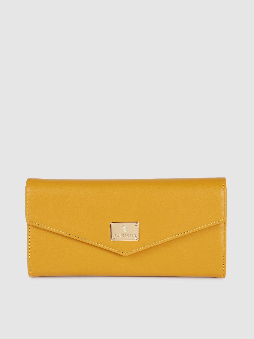Van Heusen Women Mustard Yellow Solid Envelope Price in India