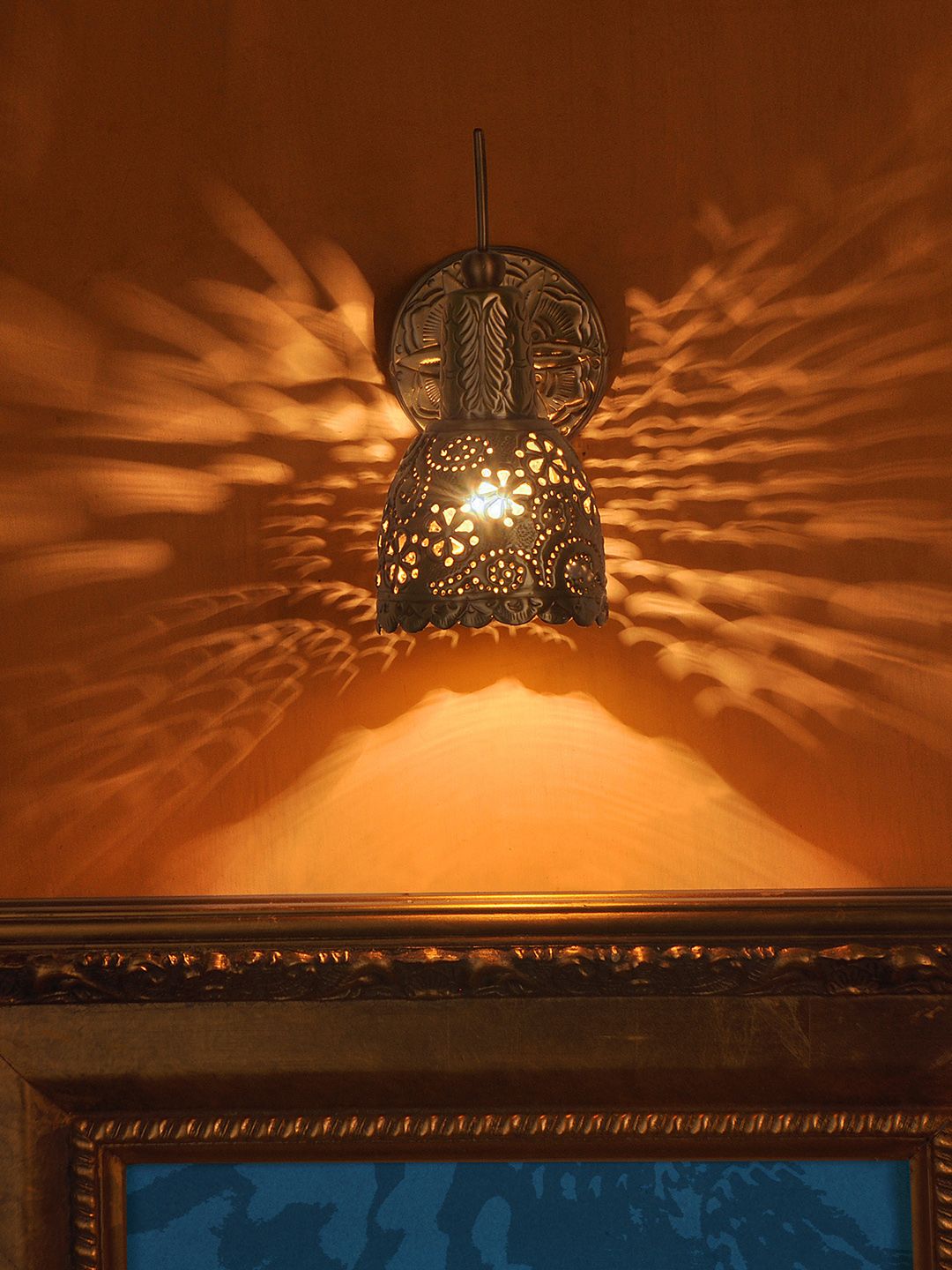 Fos Lighting Gold-Toned Textured & Carved Brass Armed Sconces Price in India