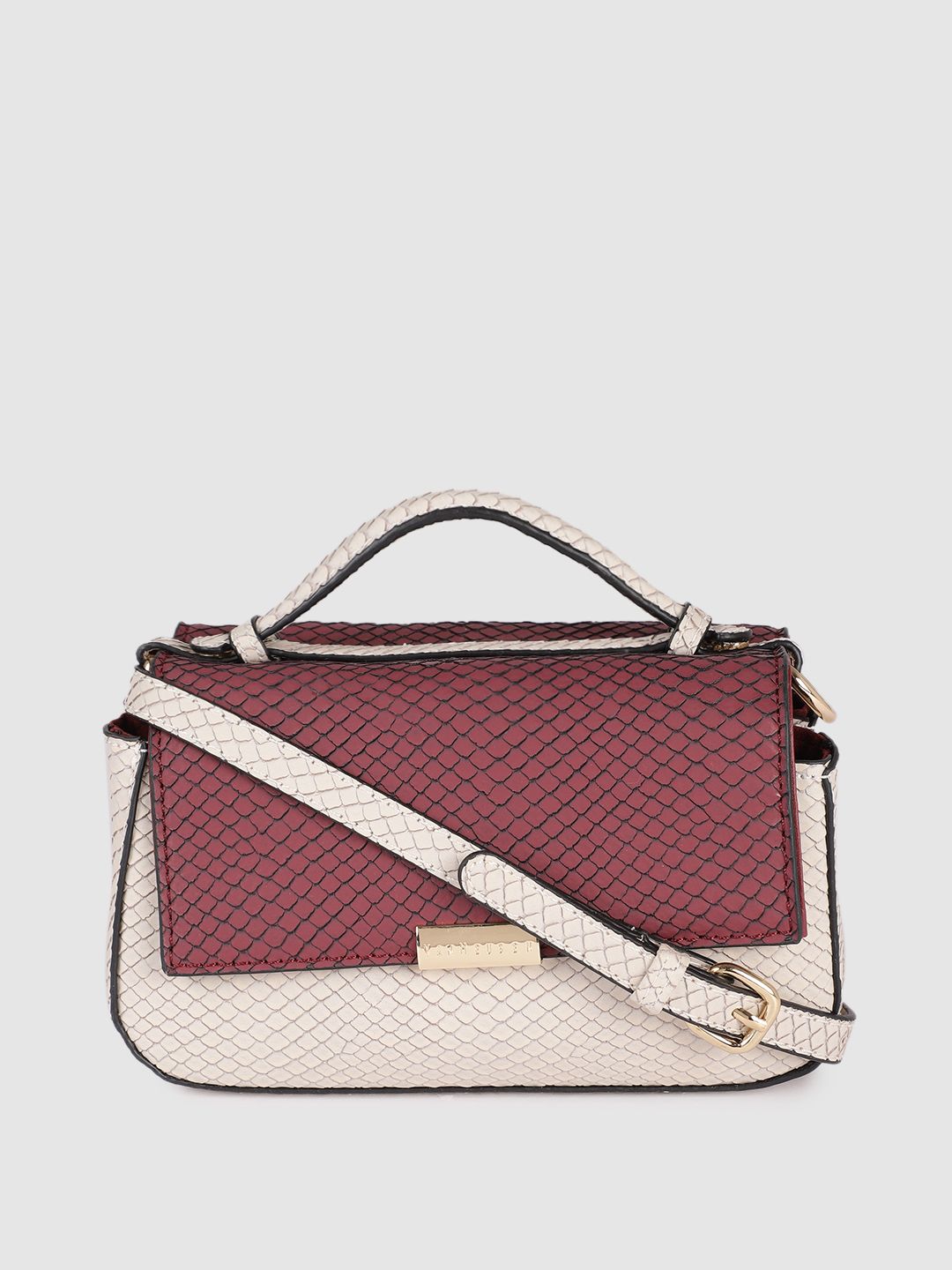 Van Heusen Women White Animal Printed PU Structured Satchel Price in India