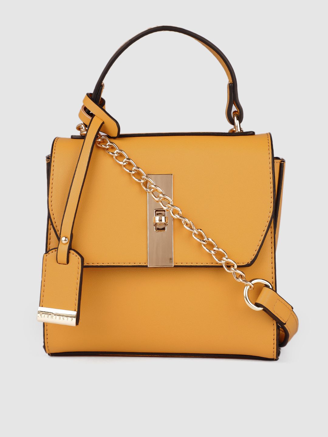 Van Heusen Mustard PU Structured Satchel Price in India