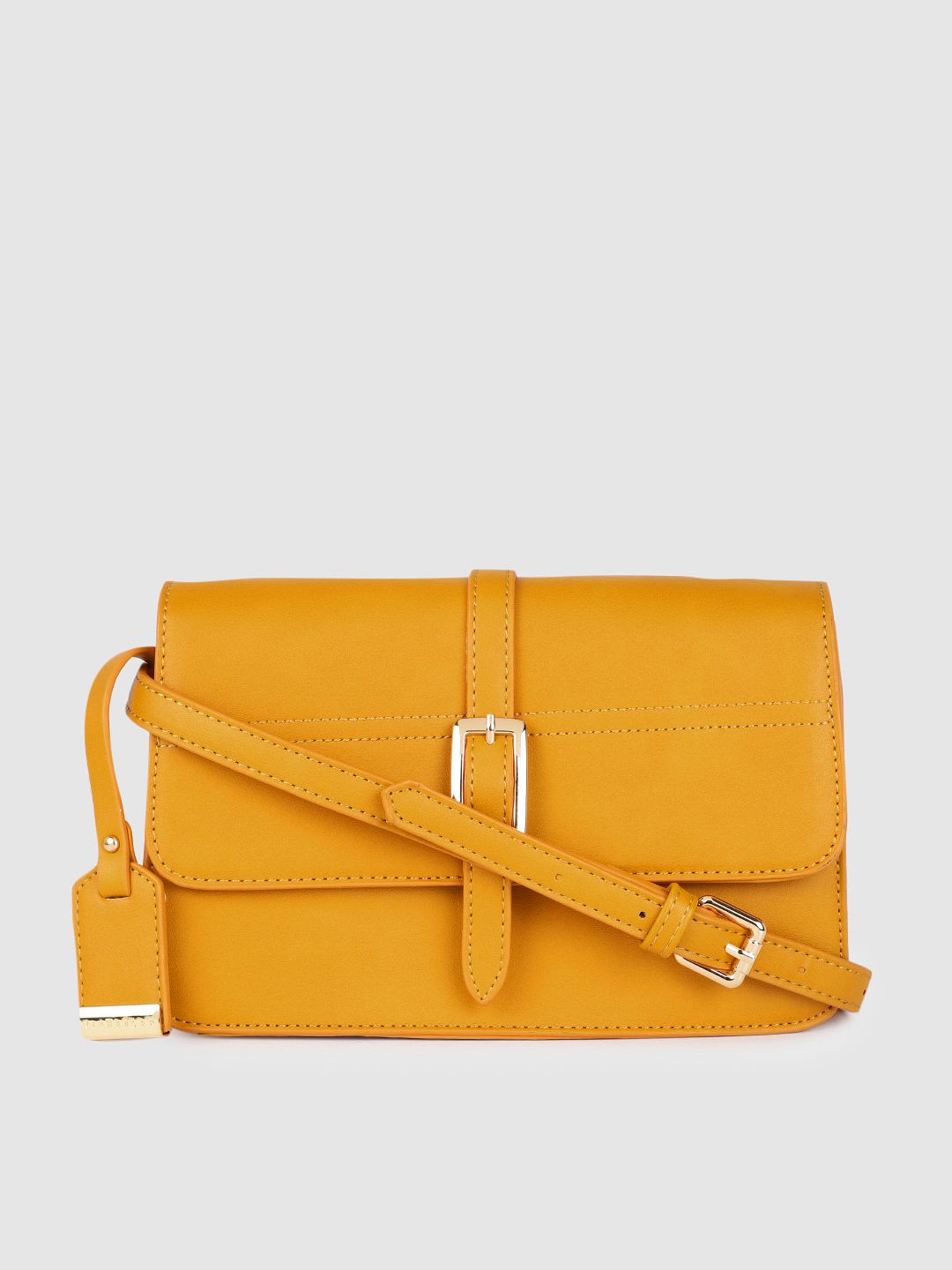 Van Heusen Yellow PU Structured Sling Bag Price in India