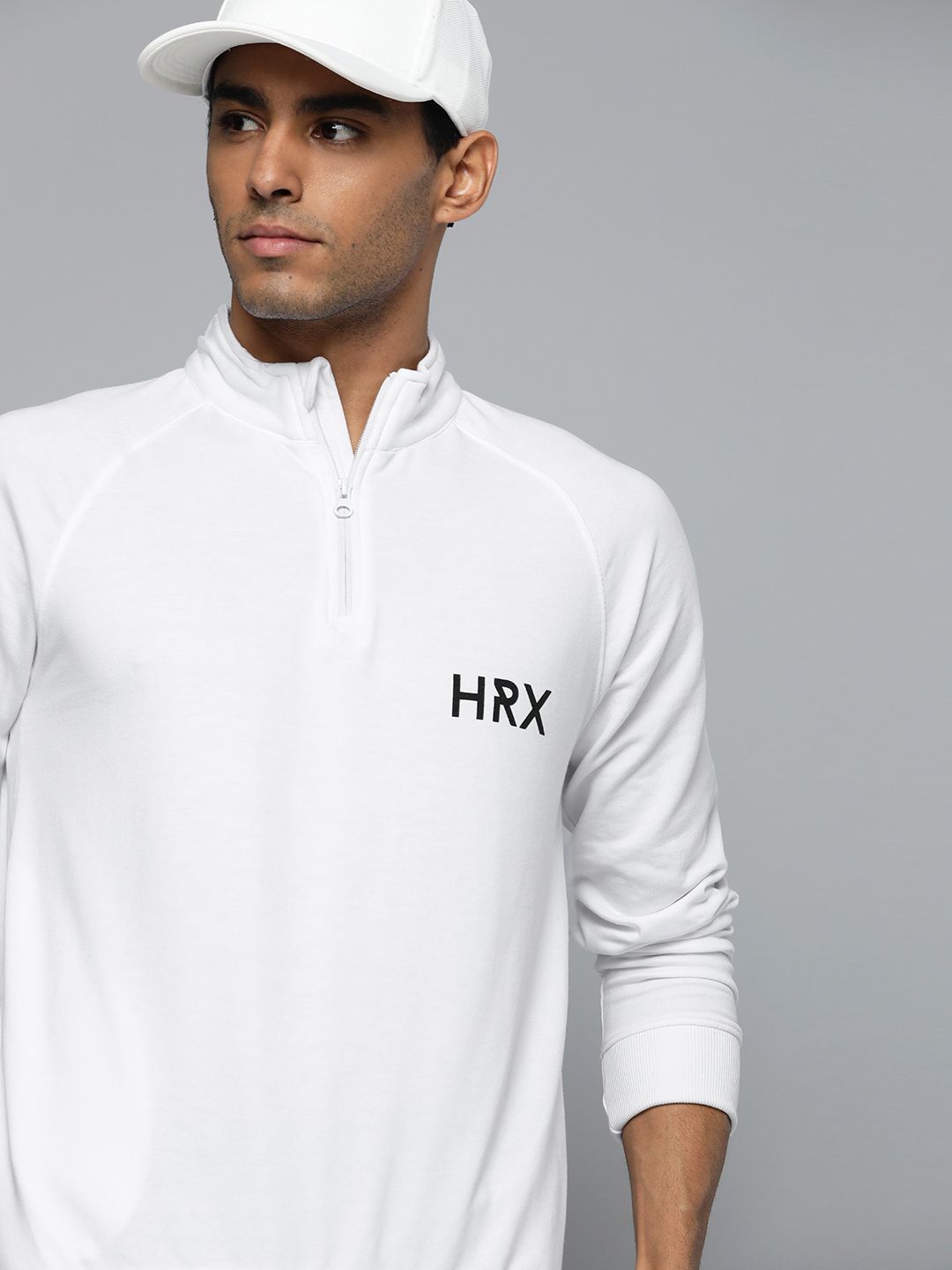 HRX by Hrithik Roshan Men White Solid Rapid-Dry Antimicrobial Sweatshirt