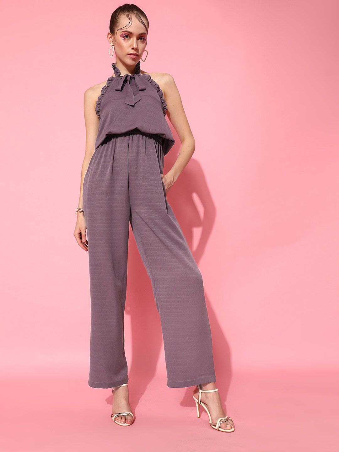 STREET 9 Women Lavender Solid Jumpsuit Price in India