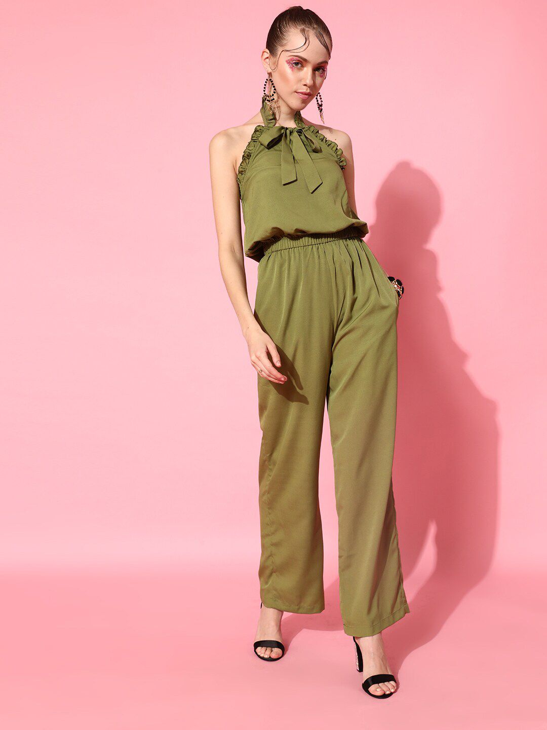 STREET 9 Women Olive Solid Jumpsuit Price in India