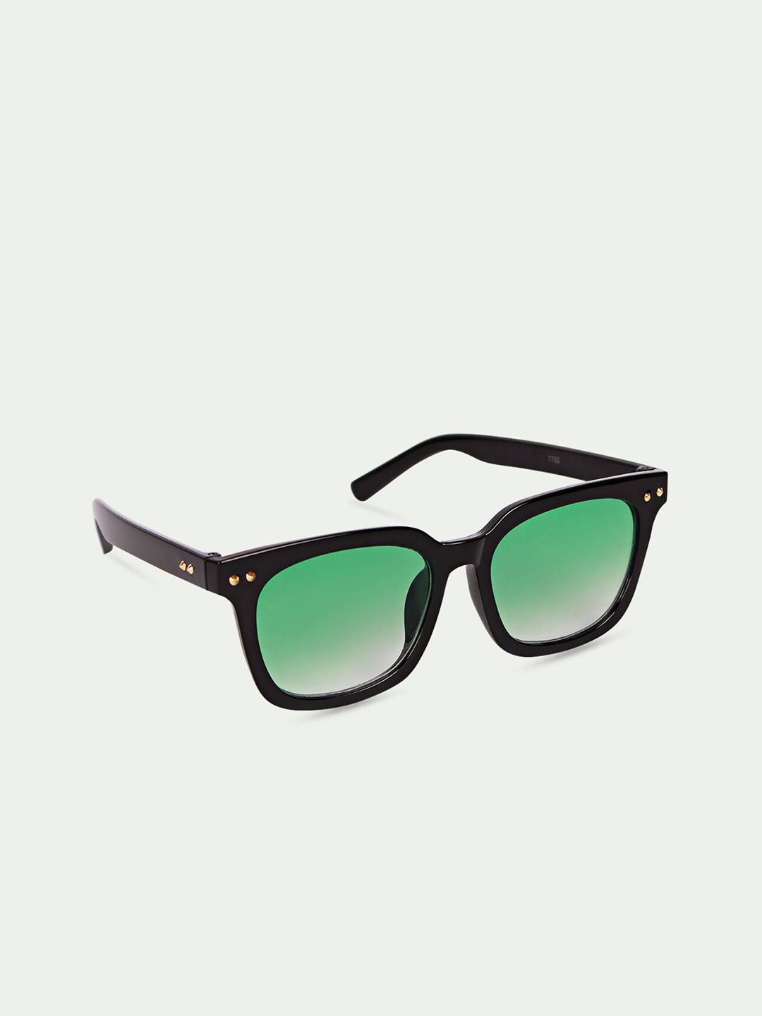 FUZOKU Unisex Green Lens & Black Square Sunglasses with UV Protected Lens Price in India