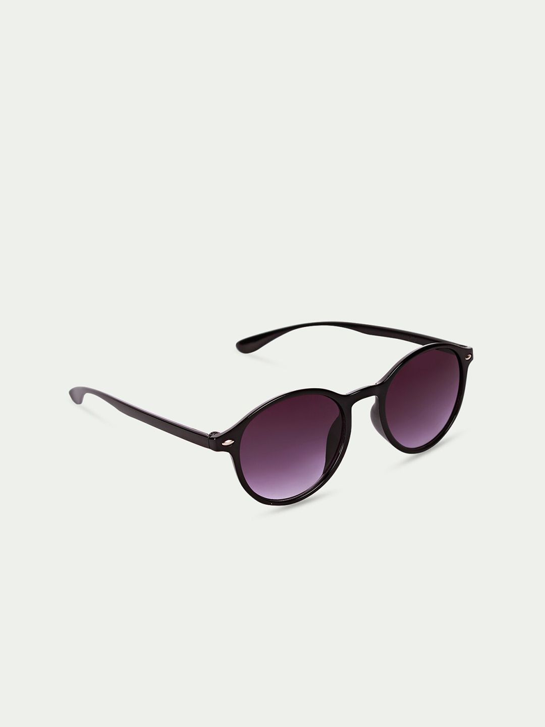 FUZOKU Unisex Purple Lens & Black Round Sunglasses with UV Protected Lens Price in India