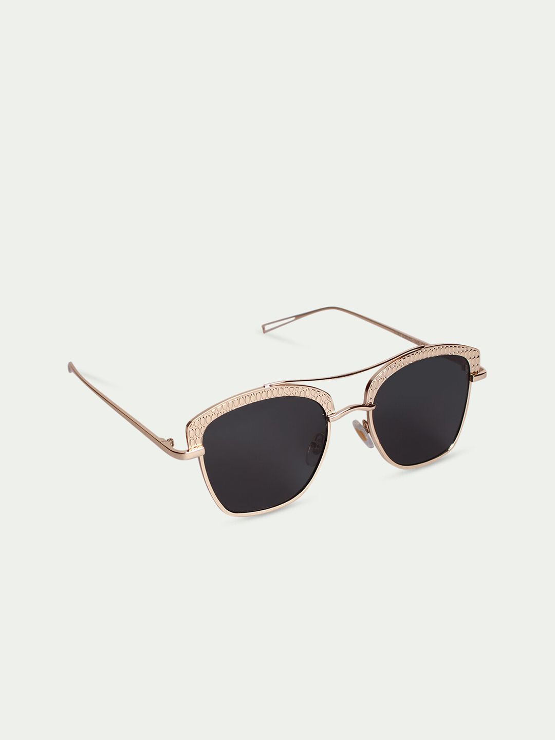 FUZOKU Unisex Black Lens & Gold-Toned Square Sunglasses with UV Protected Lens Price in India