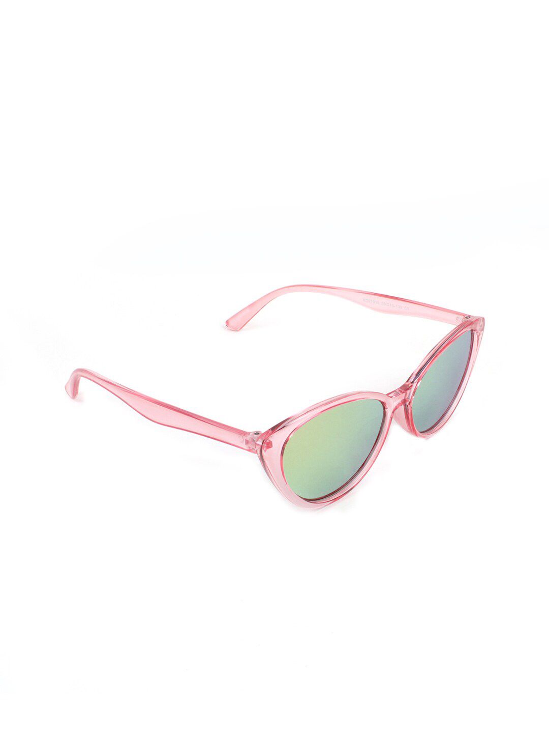 FUZOKU Women Green Lens & Pink Cateye Sunglasses with UV Protected Lens Price in India