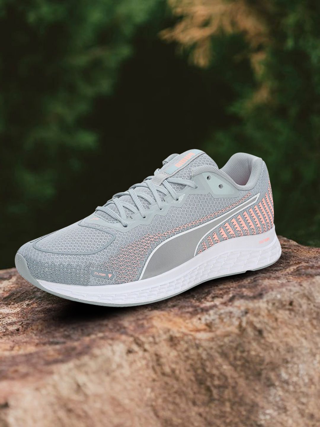 Puma Women Grey & Peach-Coloured Running Shoes Price in India