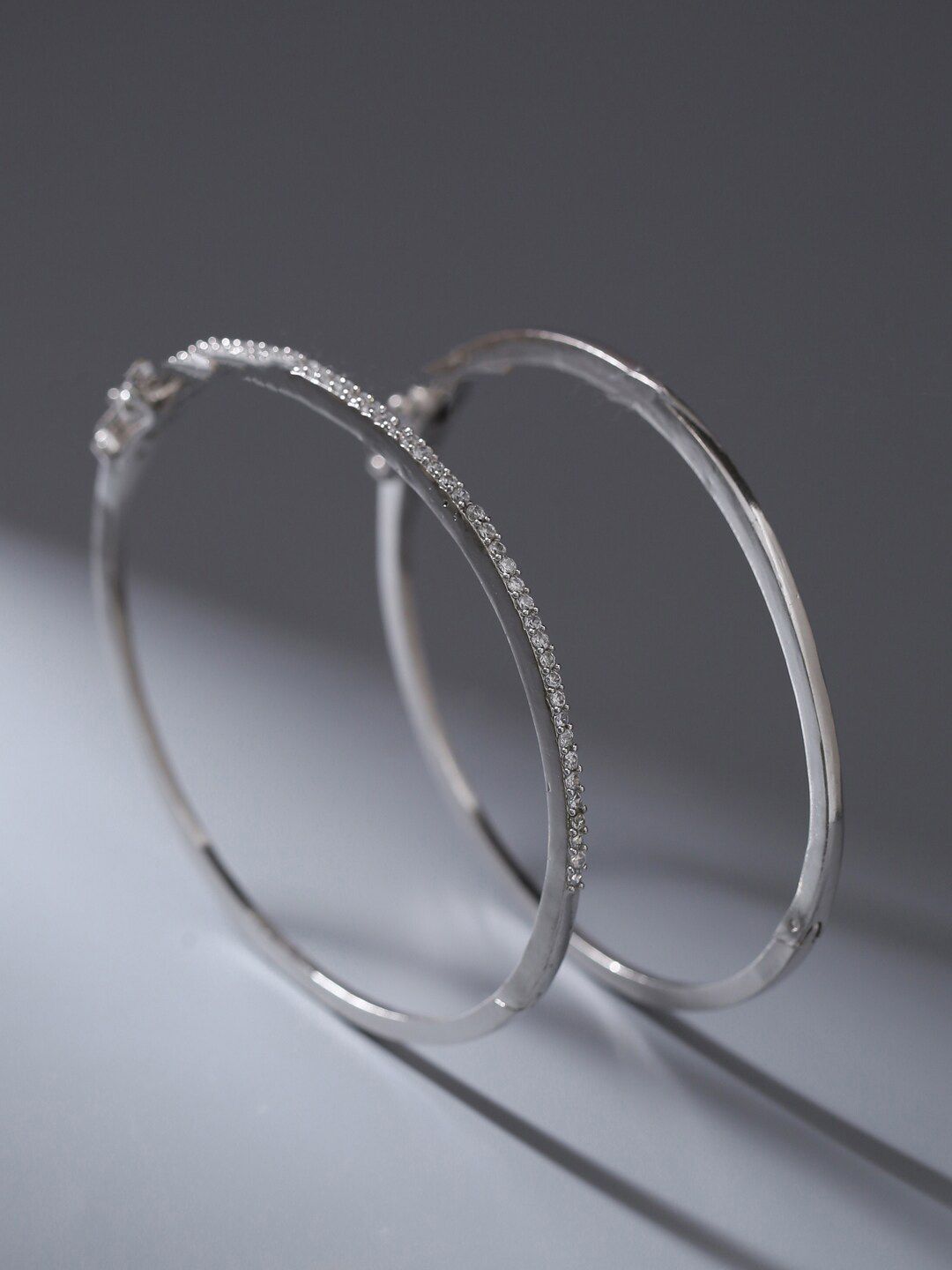 ADORN by Nikita Ladiwala Pack Of 2 Silver-Toned Sterling Silver Bangle-Style Bracelet Price in India