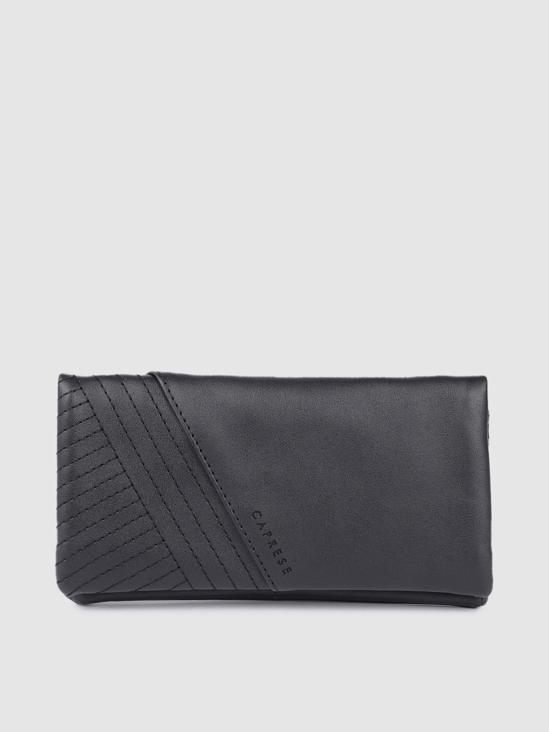 Caprese Women Black Embroidered Two Fold Wallet Price in India