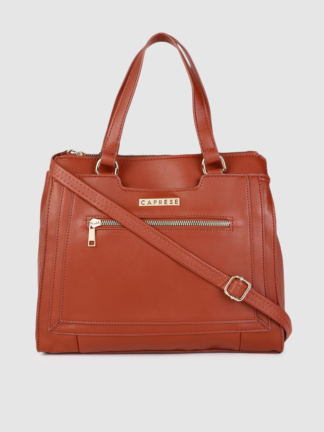 Caprese Rust Structured Handheld Bag Price in India