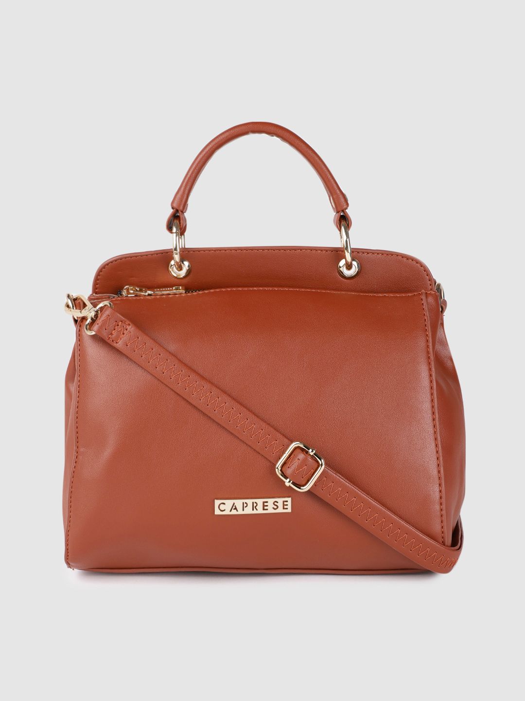 Caprese Brown Structured Satchel Price in India