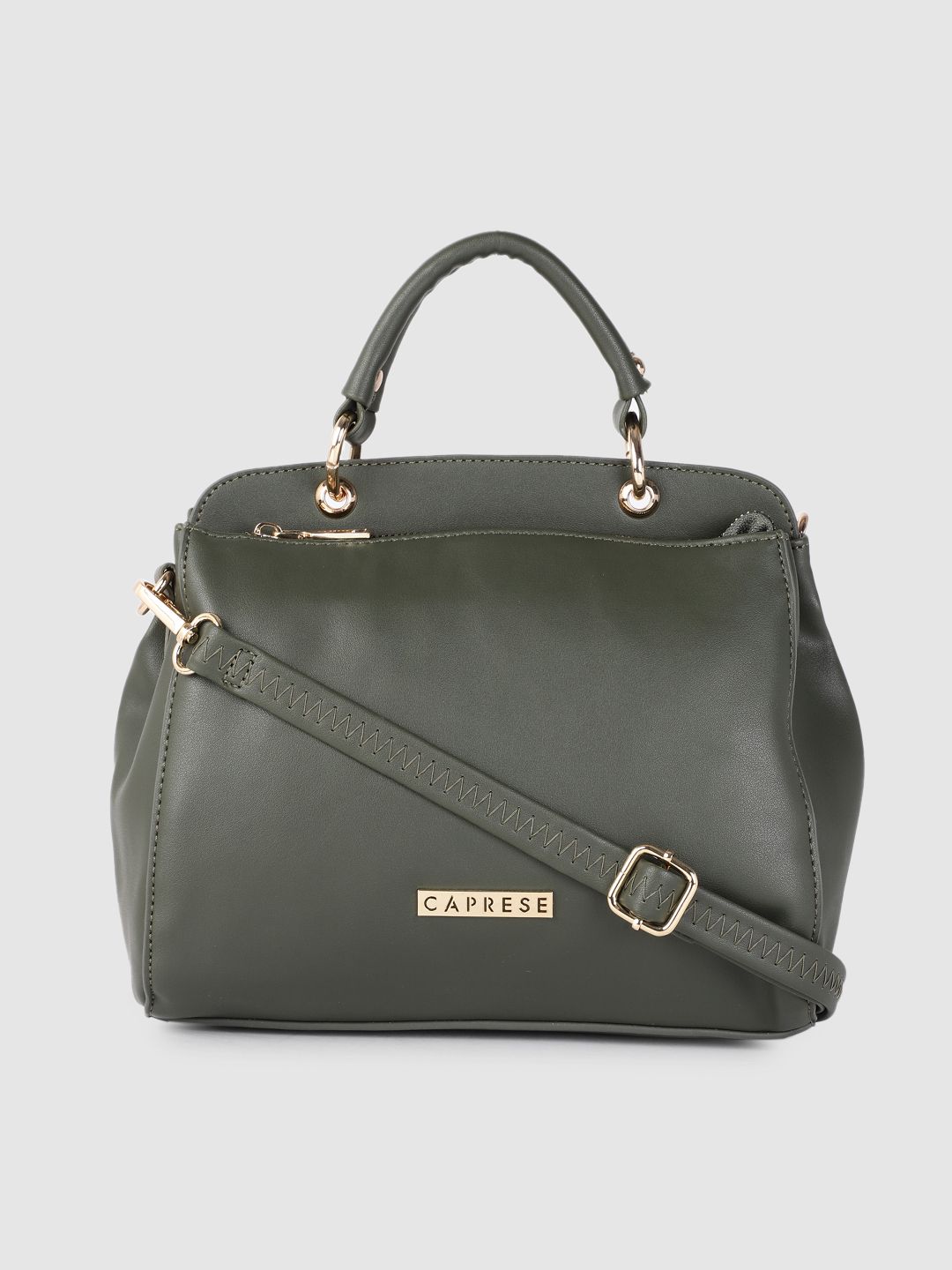 Caprese Olive Green Structured Handheld Bag Price in India