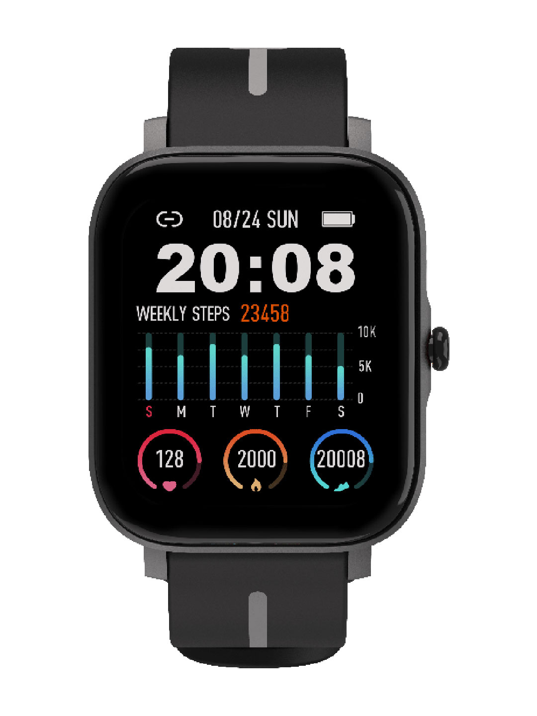 WINGS Strive 200 With real SPO2 HD Display Smartwatch - Black Price in India