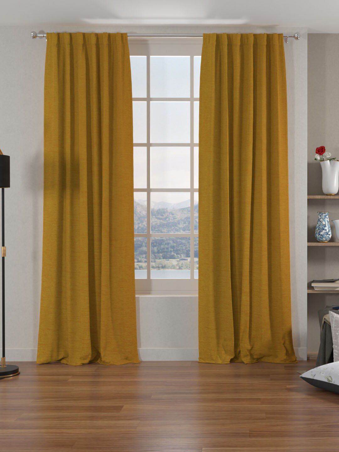 Athome by Nilkamal Mustard Set of 2 Door Curtain Price in India