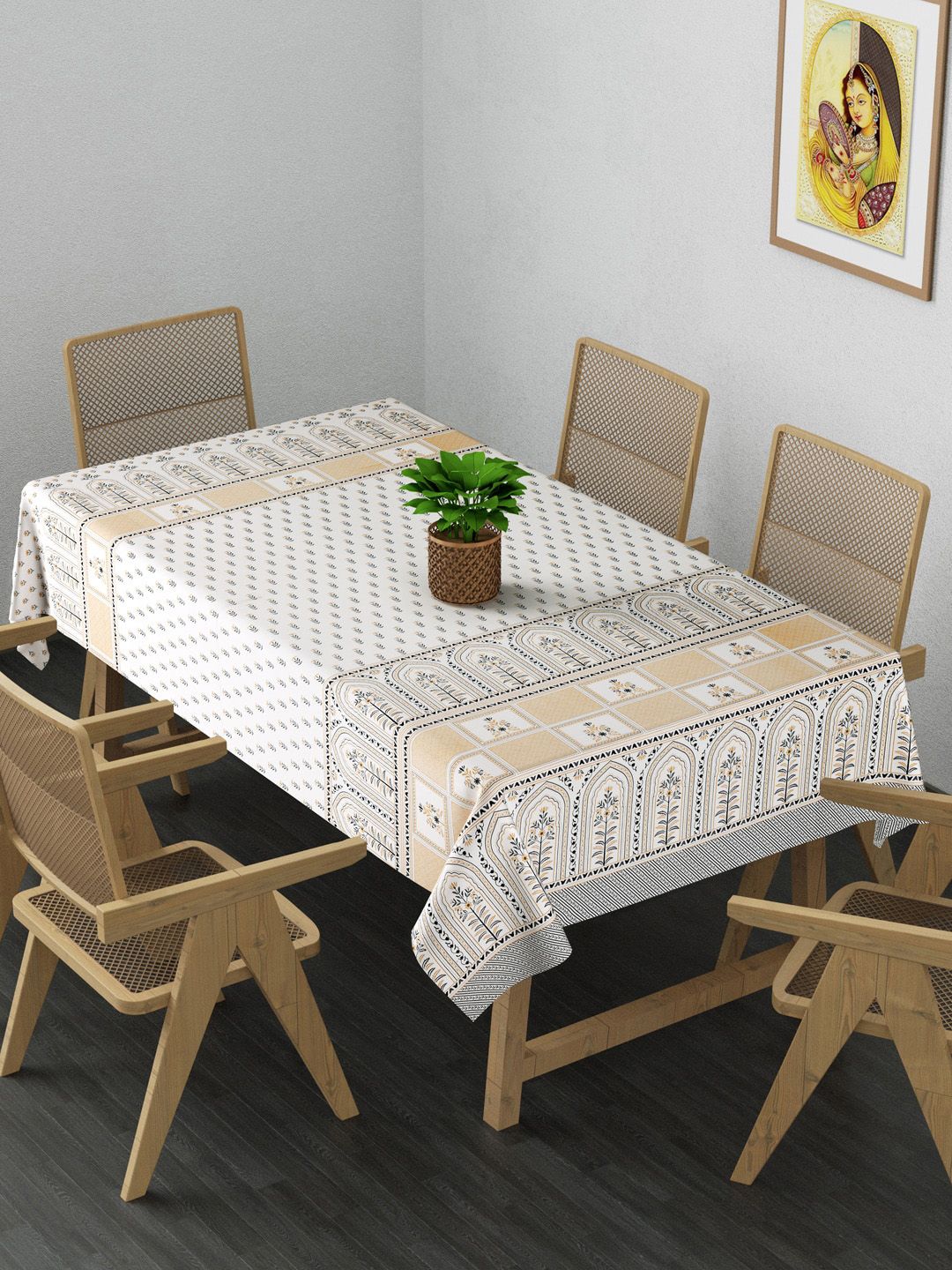 Gulaab Jaipur Cream & Yellow Floral Printed Rectangular Table Covers Price in India