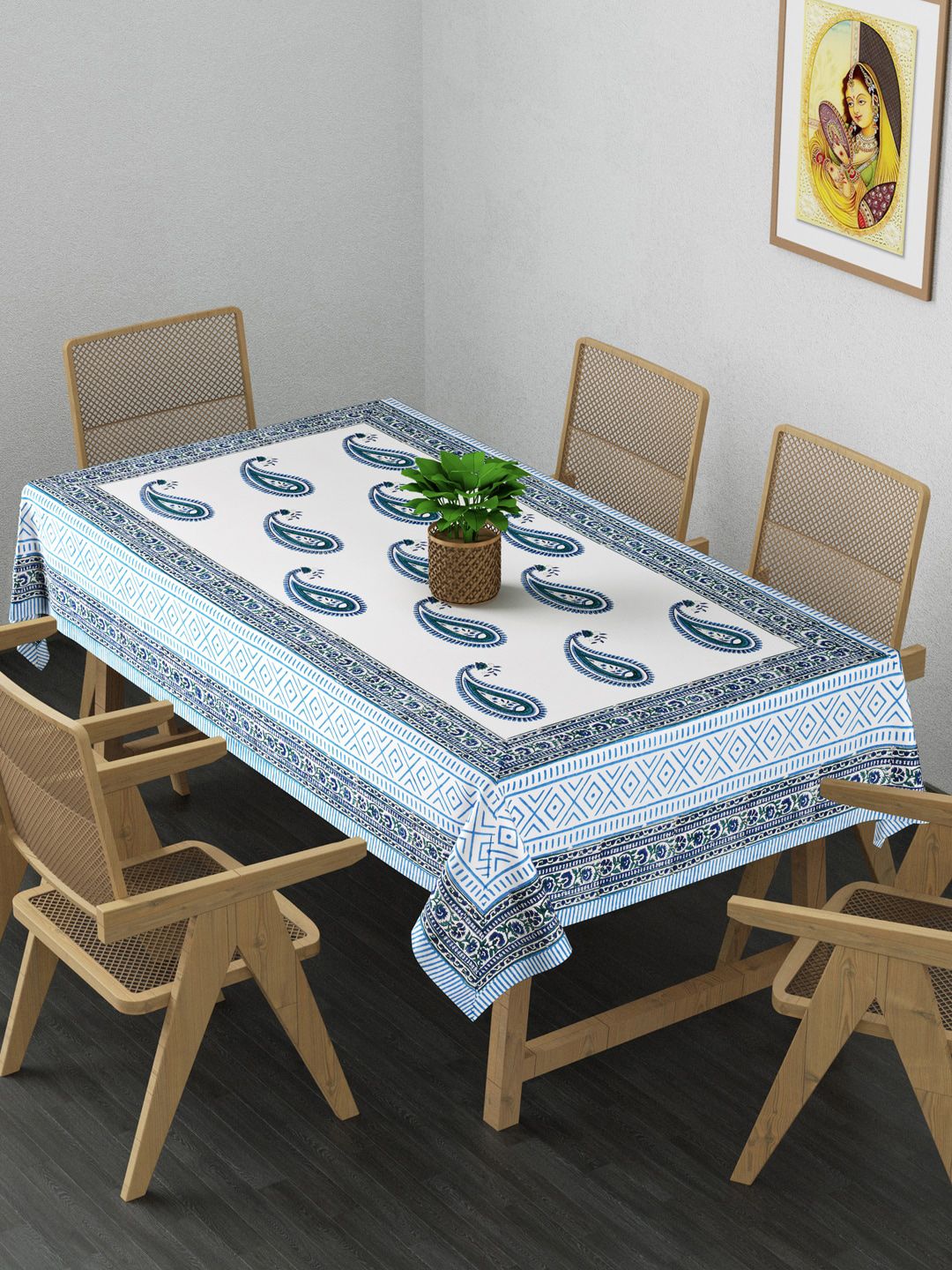 Gulaab Jaipur Blue & White Printed Rectangular Table Covers Price in India