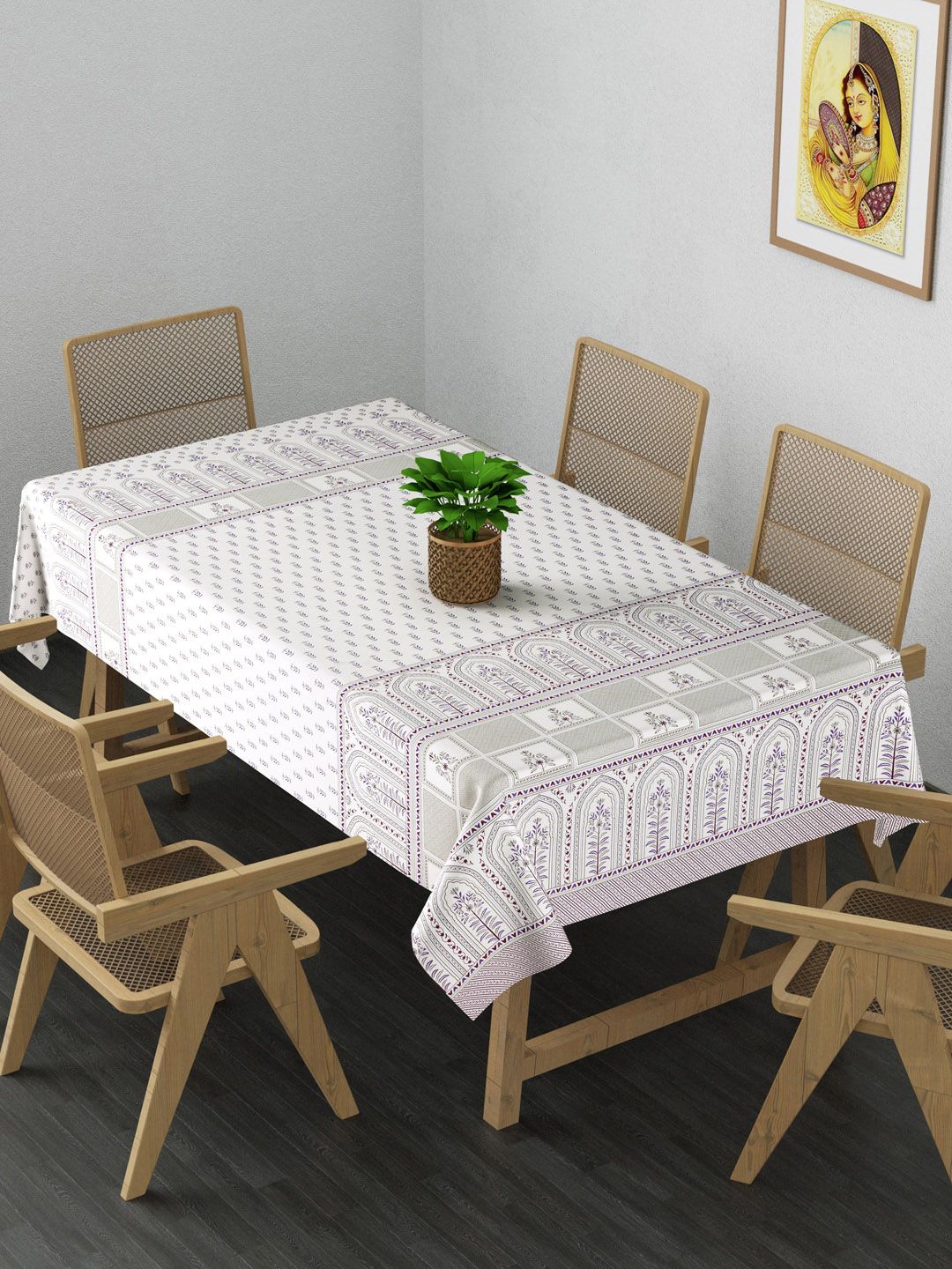 Gulaab Jaipur Purple & White Printed Rectangular Table Covers Price in India