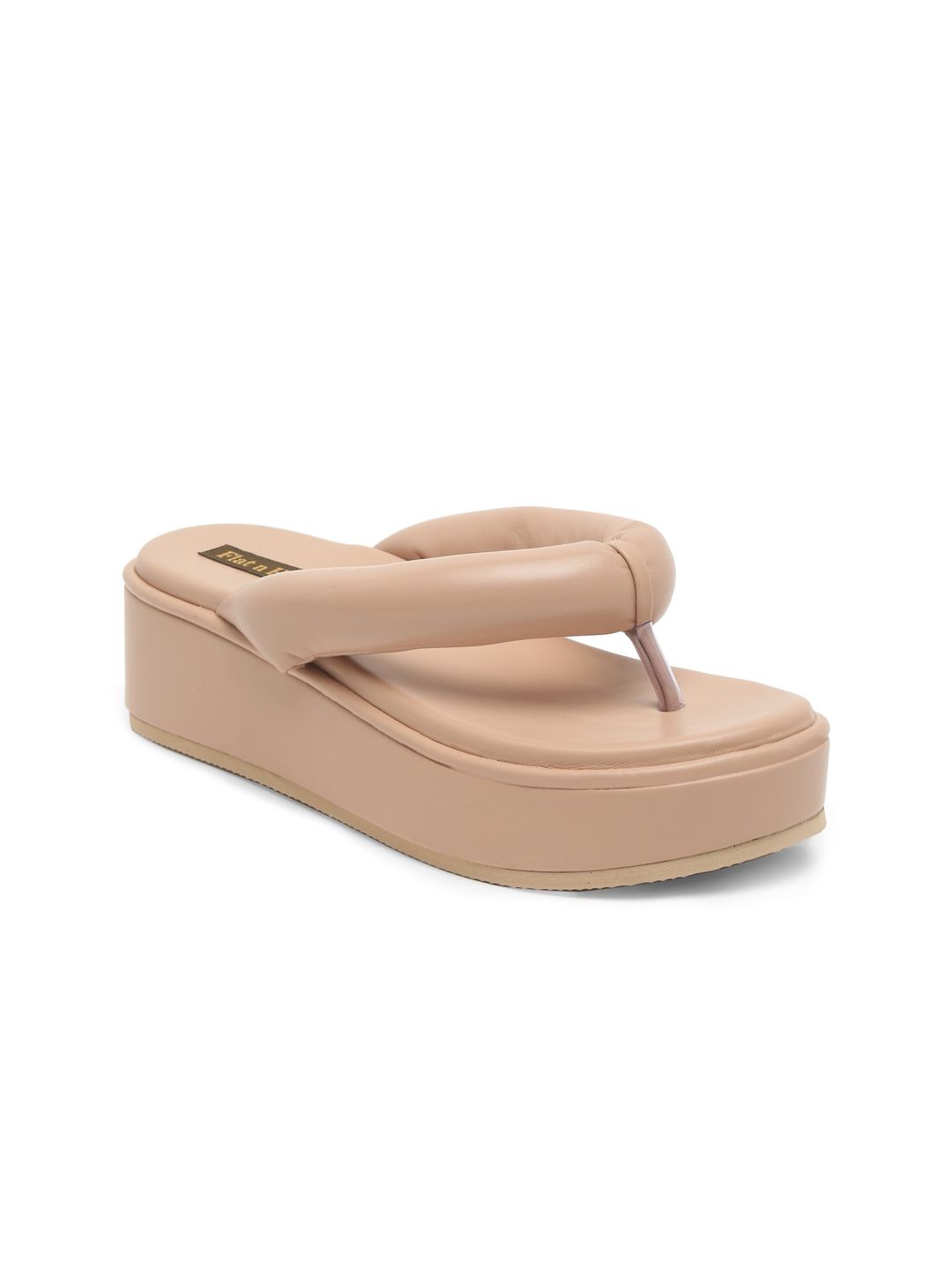 Flat n Heels Pink Solid Flatform Sandals Price in India