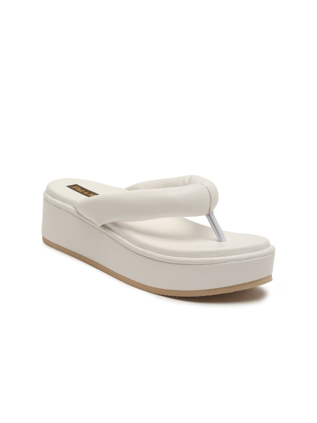 Flat n Heels Women White Flatform Sandals Price in India
