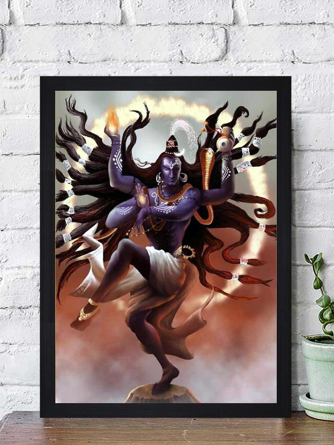 Gallery99 Multi Lord Shiva Roop Texture Paper Framed Wall Art Price in India