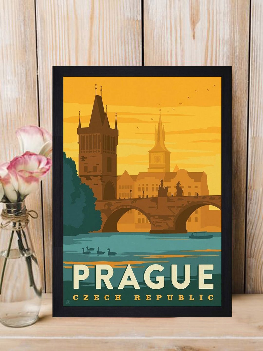 Gallery99 Yellow & Blue Prague Wall Framed Art Price in India