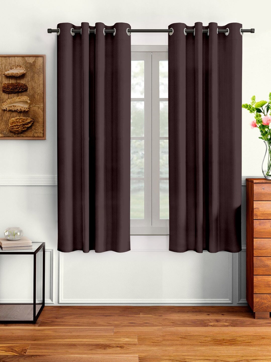 Cortina Black Set of 2 Window Curtain Price in India