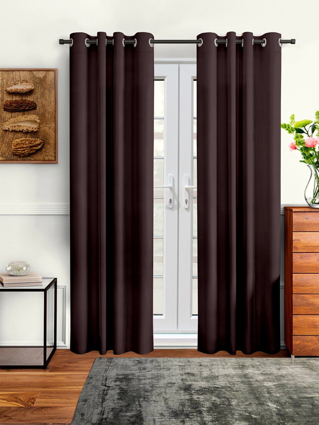 Cortina Black Set of 2 Door Curtain Price in India