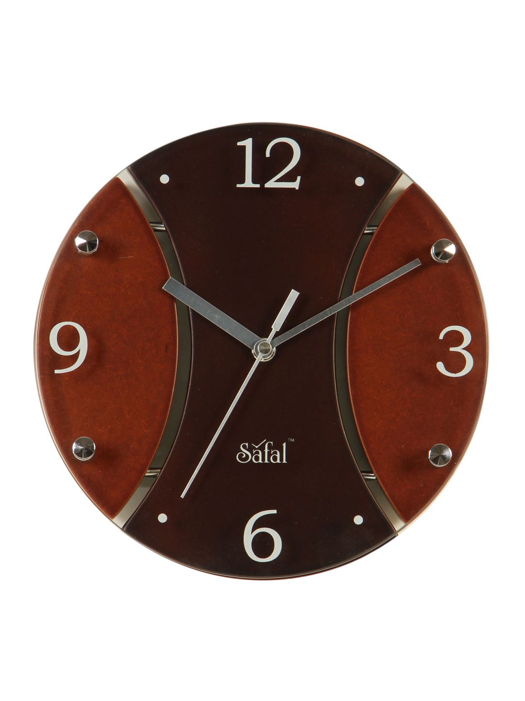 Safal Brown Colourblocked Dial Round 23 cm Analogue Wall Clock Price in India