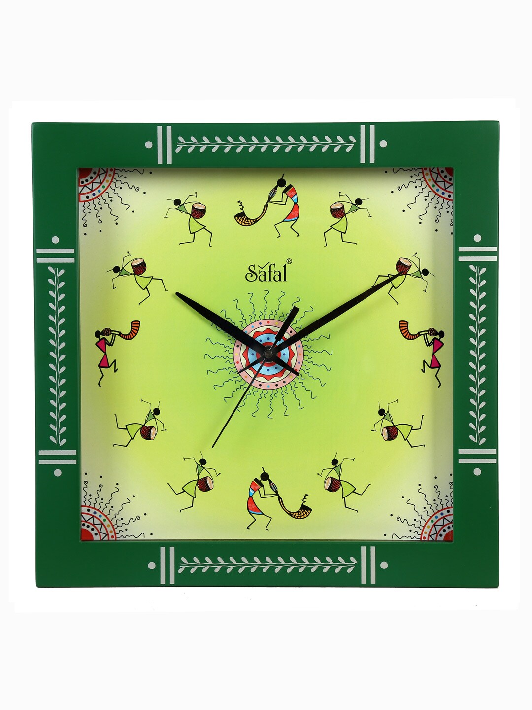 Safal Green & White Dial Warli Art 29 cm Analogue Wall Clock Price in India
