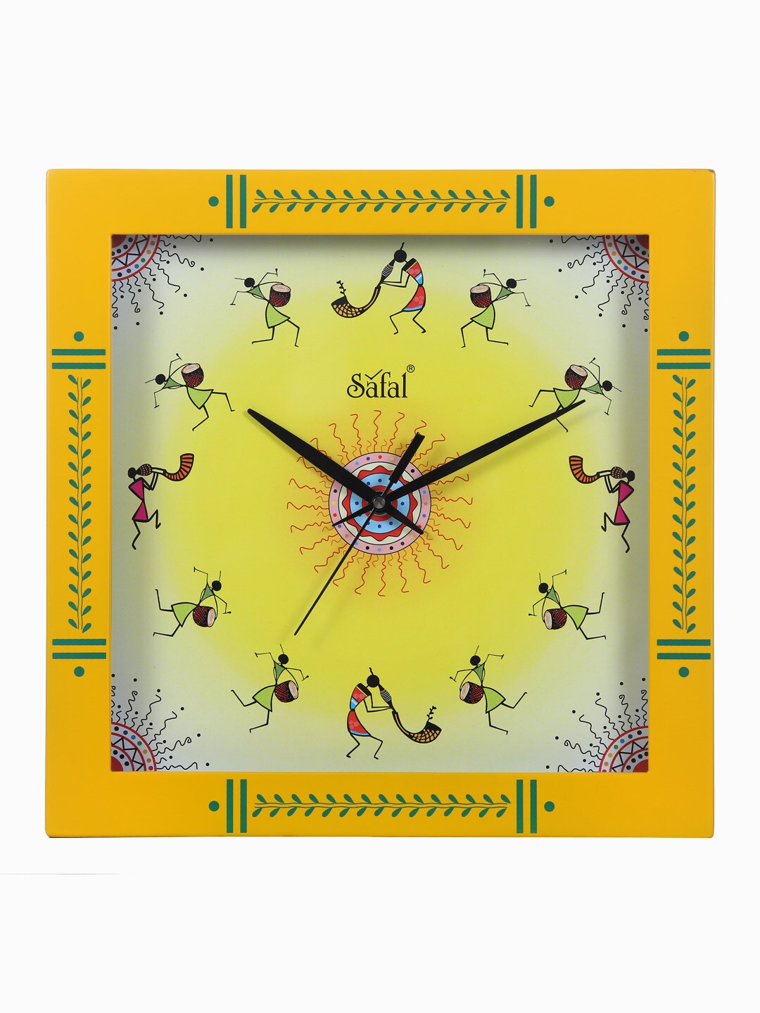 Safal Yellow & White Dial Warli Art 29 cm Analogue Wall Clock Price in India