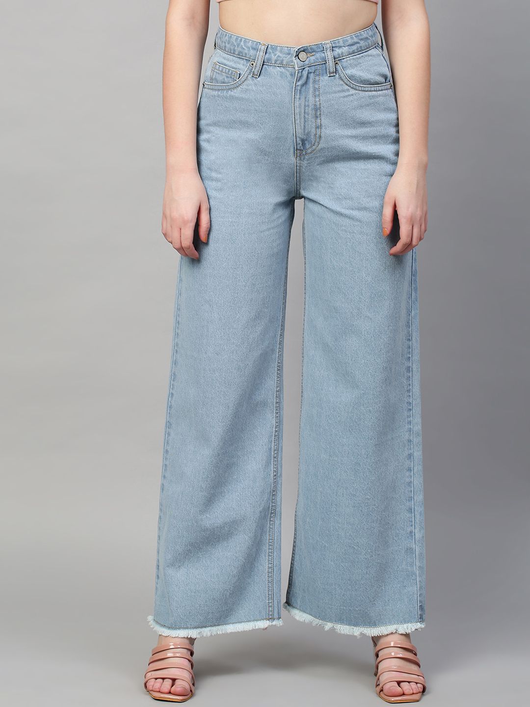 TARAMA Women Blue Wide Leg High-Rise Jeans Price in India